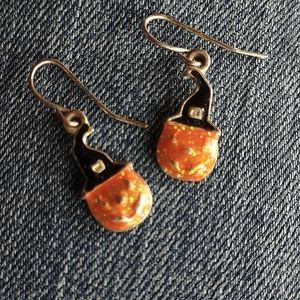 🎃Vintage Halloween pumpkins with witches hat earrings
